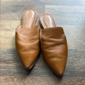 Madewell Tan Leather Slip-On Mules